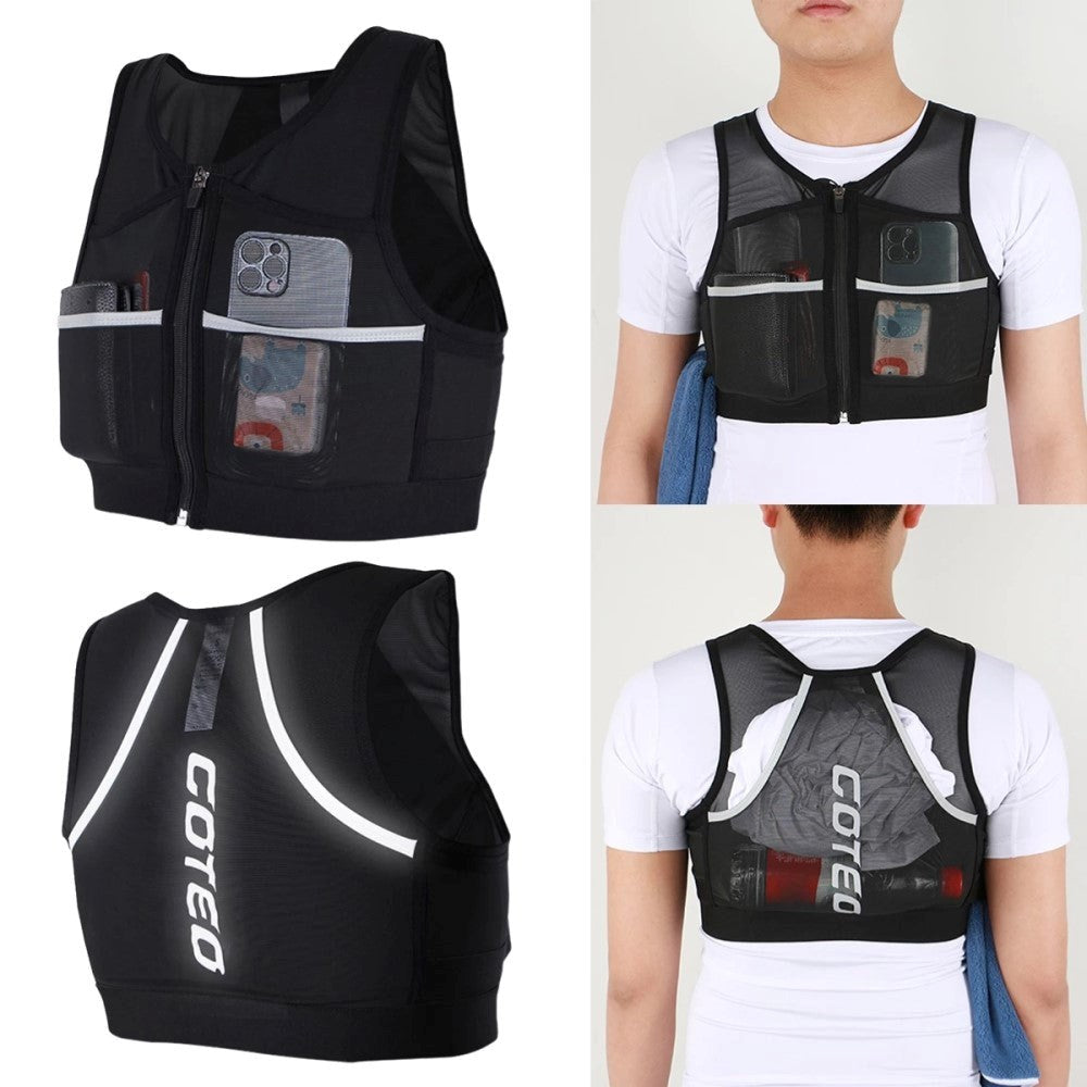 Vest m. Reflekser og Lommer - Str. Small - Sort
