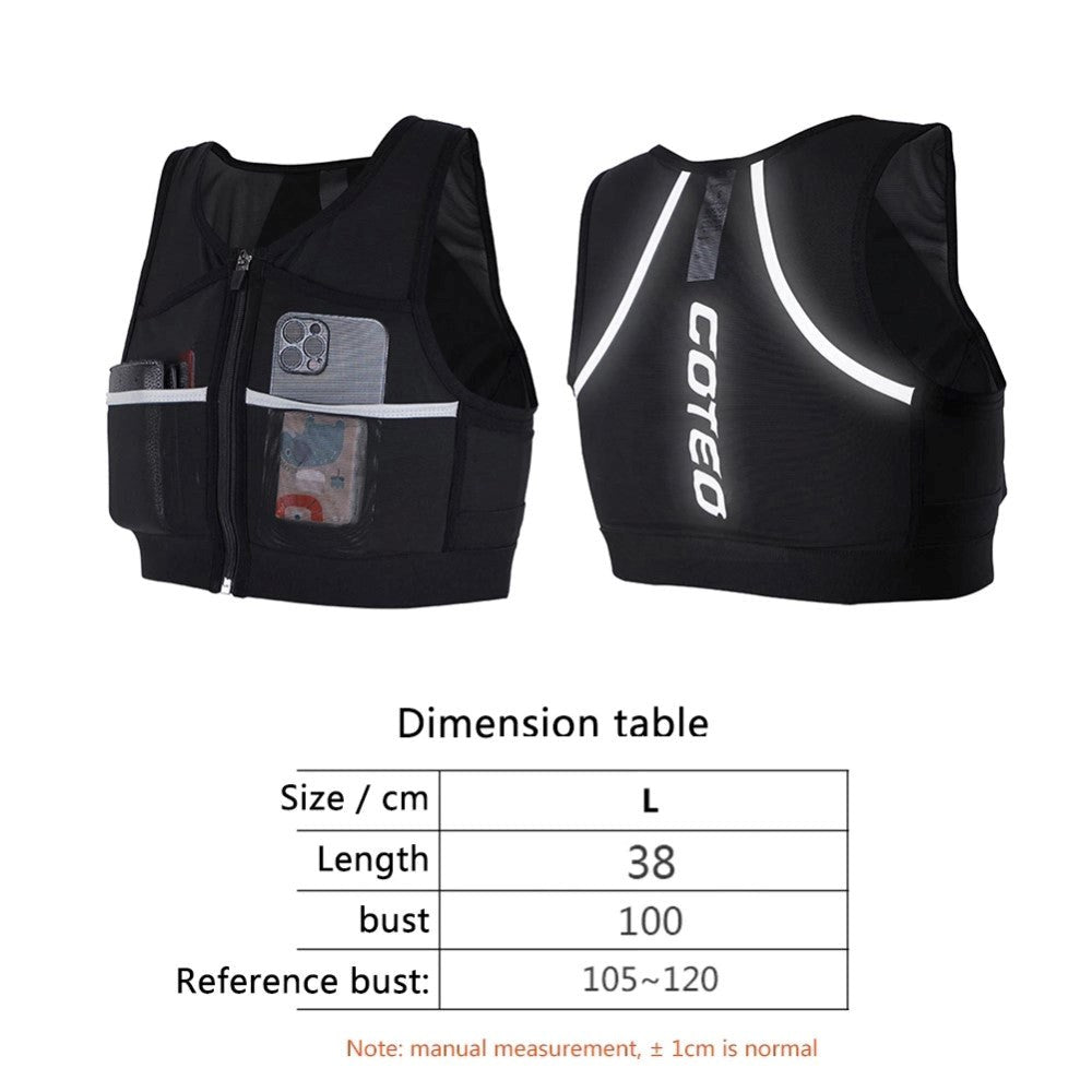 Vest m. Reflekser og Lommer - Str. Large - Sort