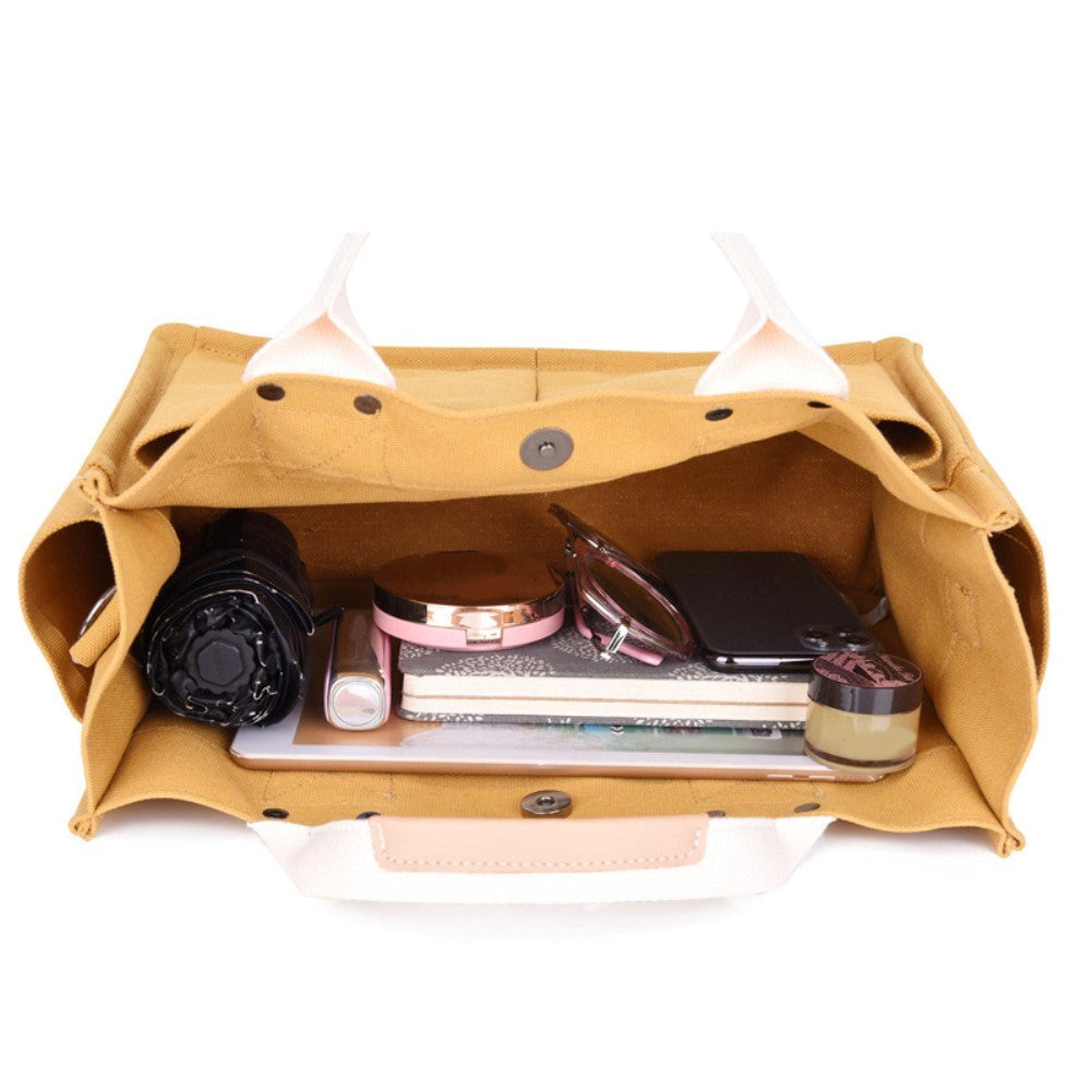 Canvas Håndtaske m. Skulderstrop - Sort