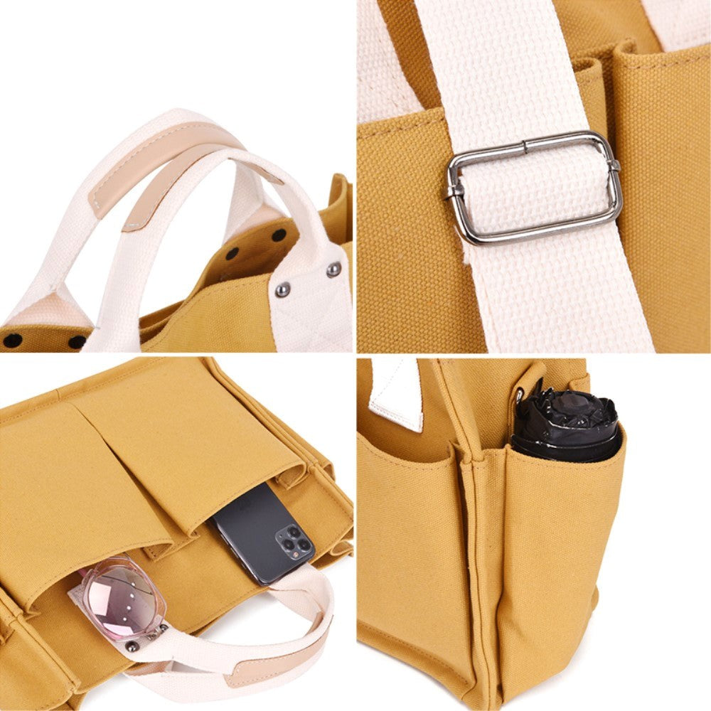 Canvas Håndtaske m. Skulderstrop - Sort