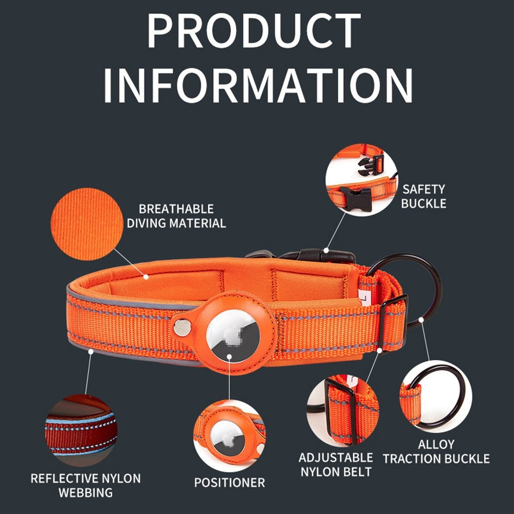Hundehalsbånd med AirTag Holder - Str. S (30-37 cm) - Blå