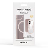 iPhone 16 Vivanco Classic Wallet Læder Flip Cover m. Pung - MagSafe Kompatibel - Greige