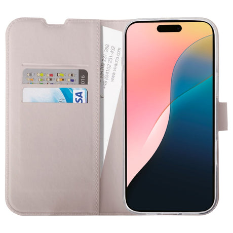 iPhone 16 Vivanco Classic Wallet Læder Flip Cover m. Pung - Greige