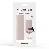 iPhone 16 Vivanco Classic Wallet Læder Flip Cover m. Pung - Greige