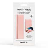 iPhone 16 Vivanco Classic Wallet Læder Flip Cover m. Pung - Rose Gold