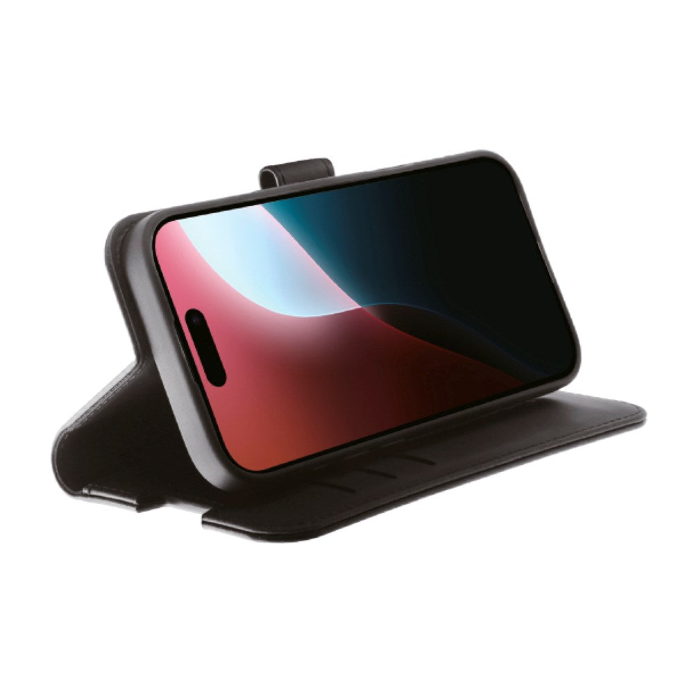 iPhone 16 Pro Vivanco Classic Wallet Læder Flip Cover m. Pung - Sort