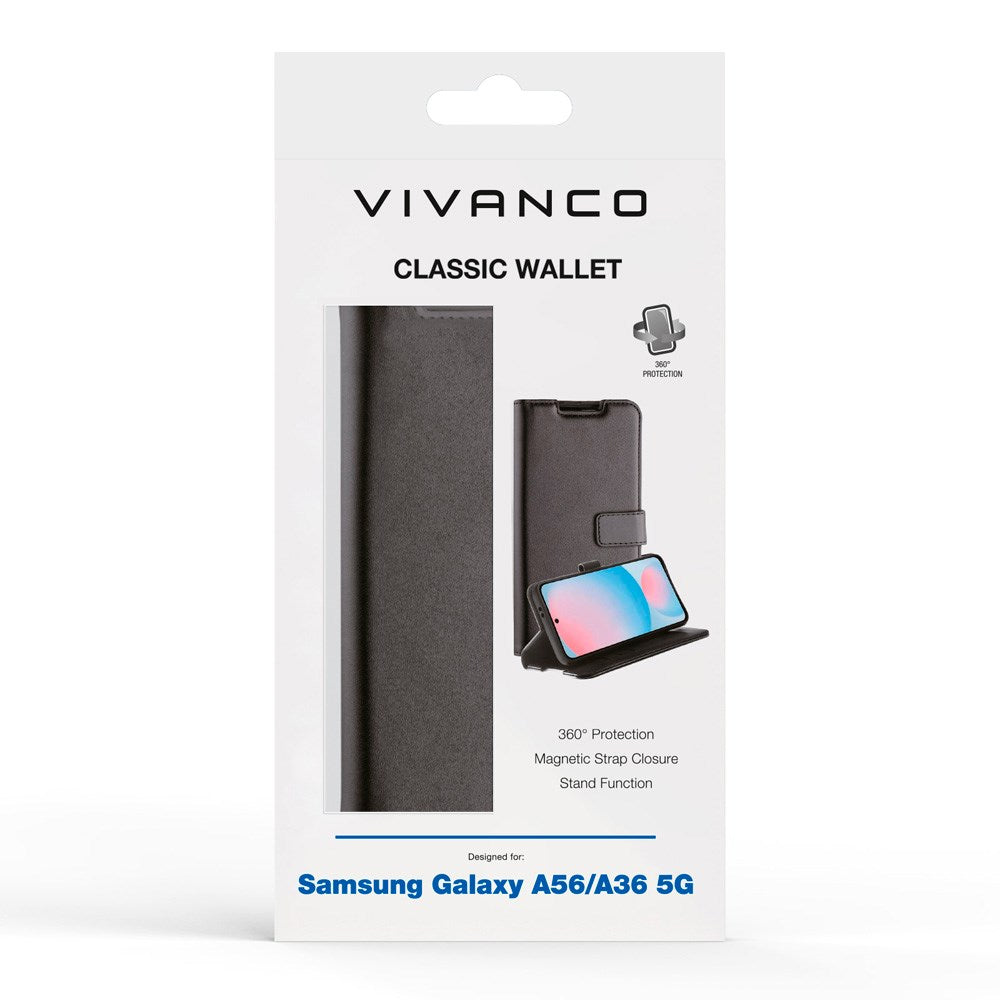 Samsung Galaxy A56 (5G) / A36 (5G) - Vivanco Classic Wallet Flip Cover - Pung - Sort