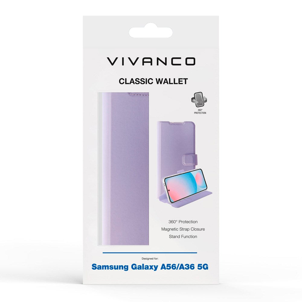 Samsung Galaxy A56 (5G) / A36 (5G) - Vivanco Classic Wallet Flip Cover - Pung - Lilla