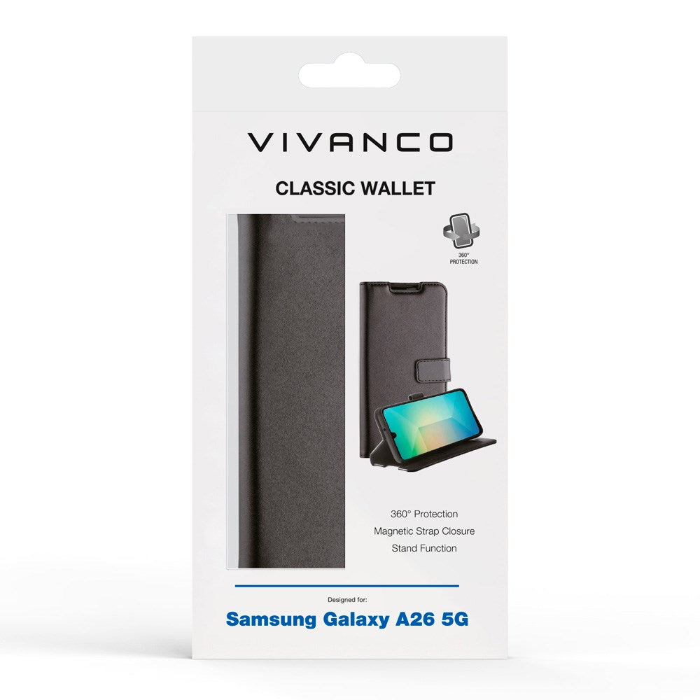 Samsung Galaxy A26 (5G) - Vivanco Classic Wallet Flip Cover - Pung - Sort