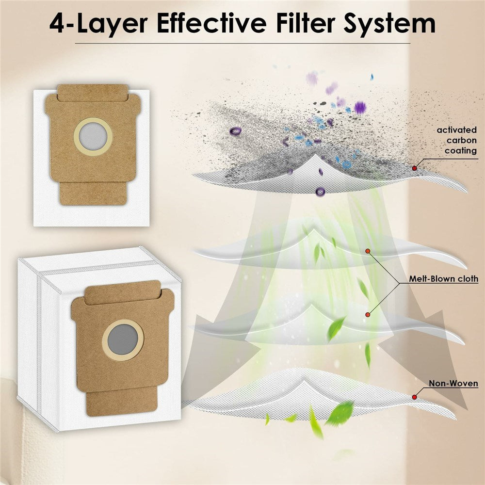 4 stk. Støvsugerpose til iRobot Roomba 105 Combo / 205 Dustcompactor / Plus 405 Combo / Plus 505 Combo Robotstøvsuger - Hvid