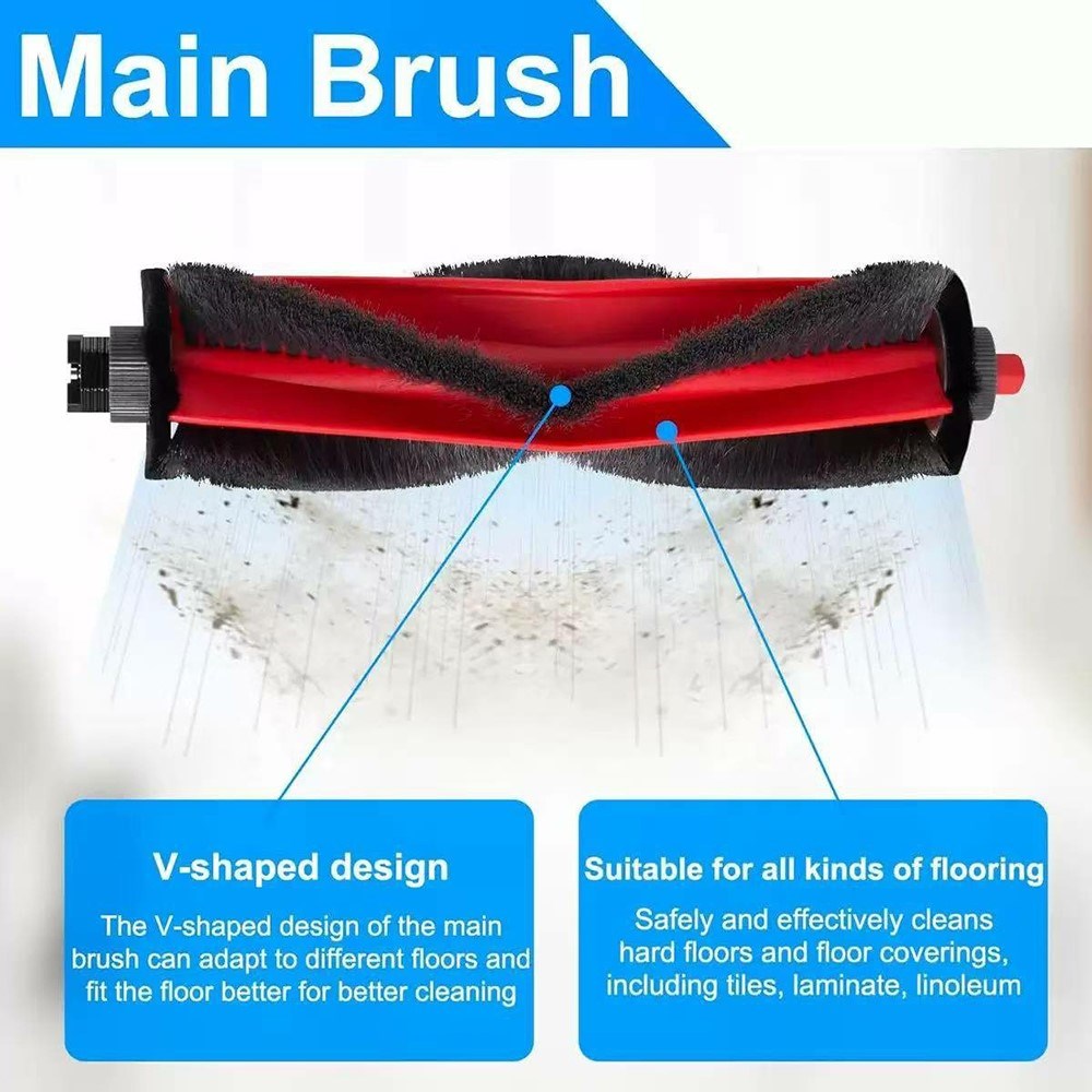 Støvsugerbørste til Roborock Q7 TF / Q7 TF+ Robotstøvsuger (Hovedbørste) - Rød + Sort