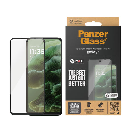 PanzerGlass - Ultra-Wide Fit - Skærmbeskyttelsesglas - Motorola Moto G35 5G - Gennemsigtig/Sort Kant