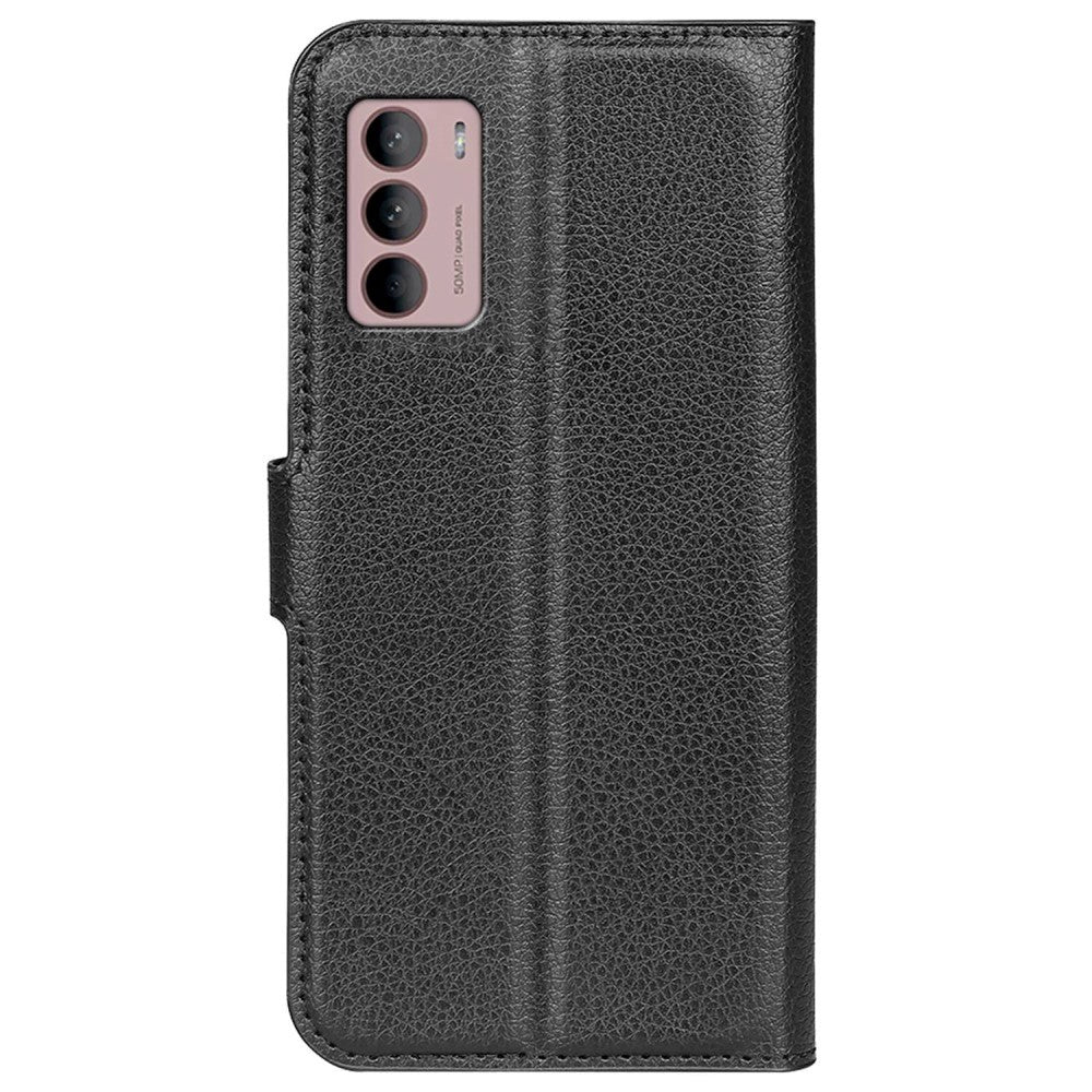 Motorola Moto G42 Litchi Læder Mobil Cover m. Pung - Sort