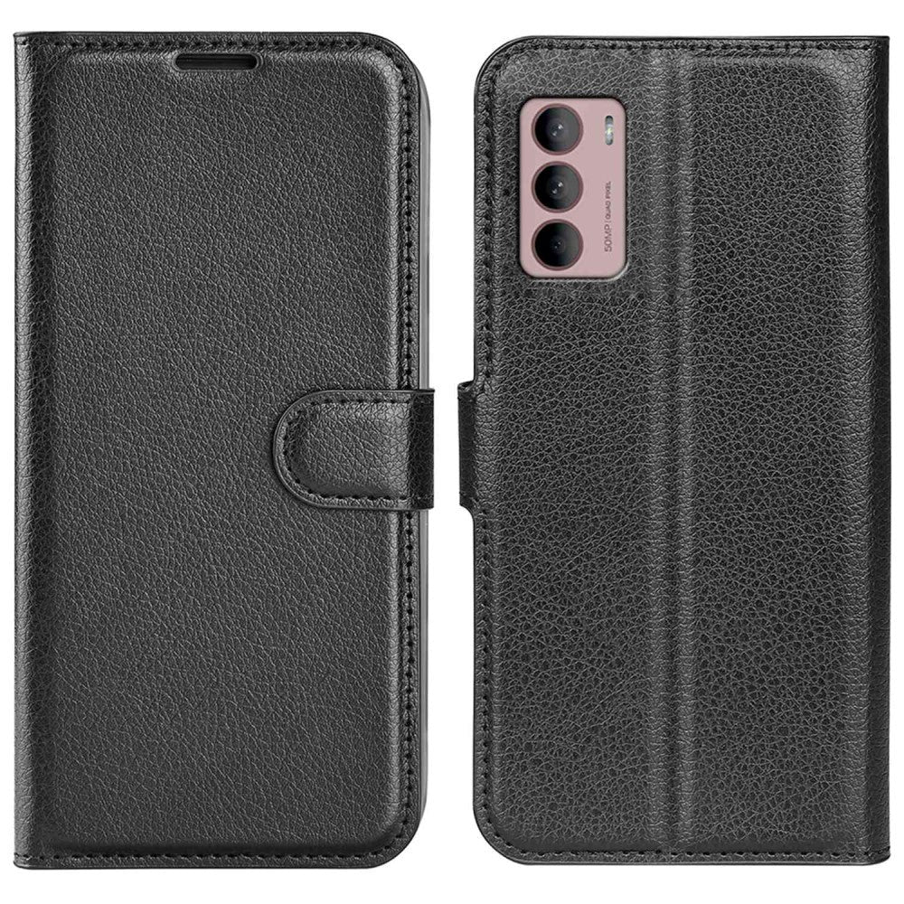 Motorola Moto G42 Litchi Læder Mobil Cover m. Pung - Sort