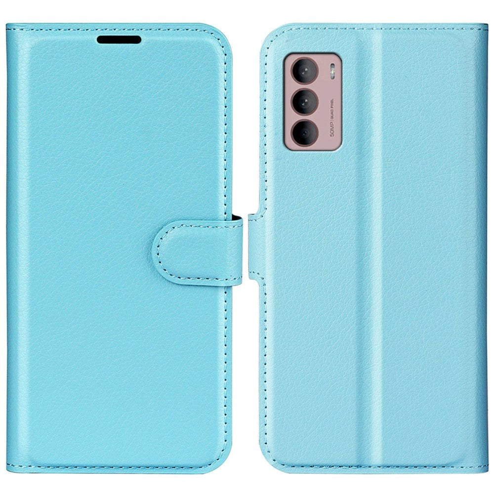 Motorola Moto G42 Litchi Læder Mobil Cover m. Pung - Blå