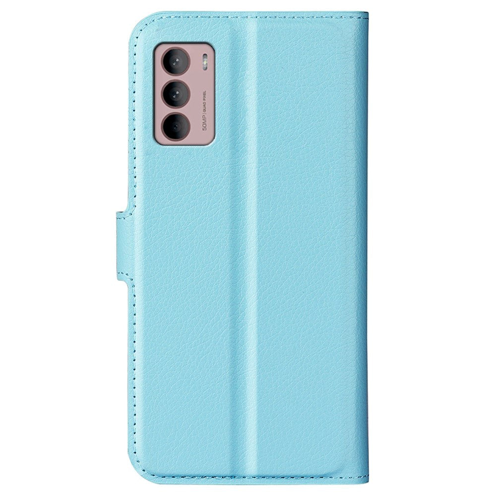 Motorola Moto G42 Litchi Læder Mobil Cover m. Pung - Blå