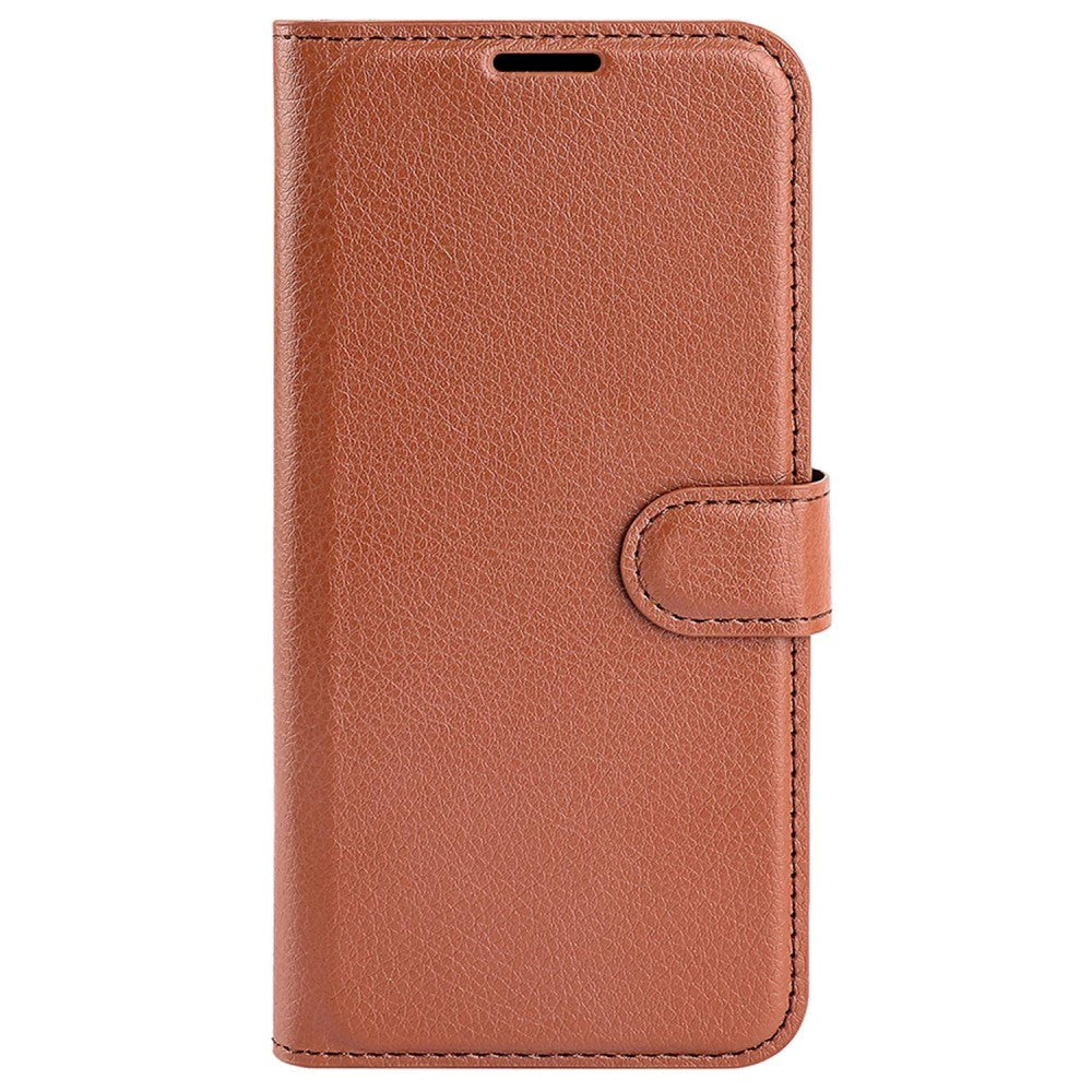 Motorola Moto G42 Litchi Læder Mobil Cover m. Pung - Brun