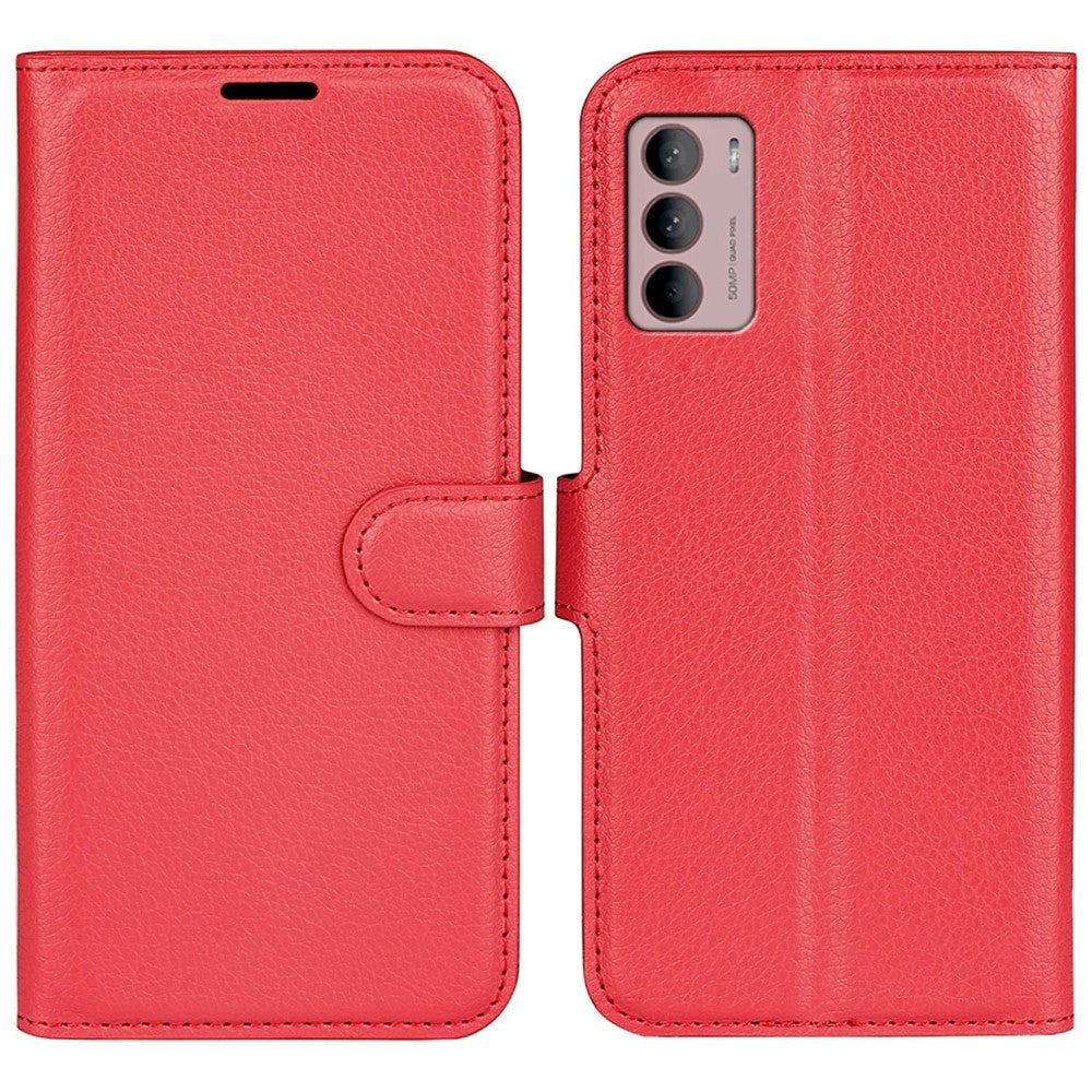 Motorola Moto G42 Litchi Læder Mobil Cover m. Pung - Rød