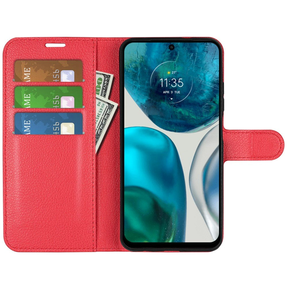 Motorola Moto G42 Litchi Læder Mobil Cover m. Pung - Rød