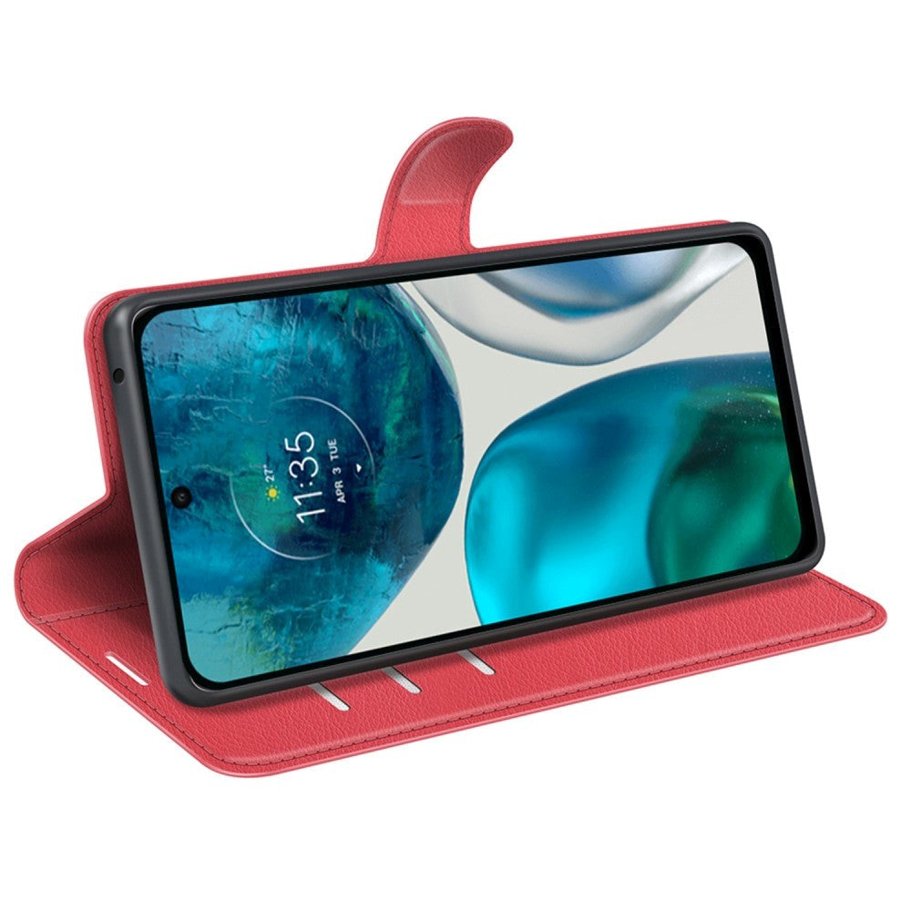 Motorola Moto G42 Litchi Læder Mobil Cover m. Pung - Rød