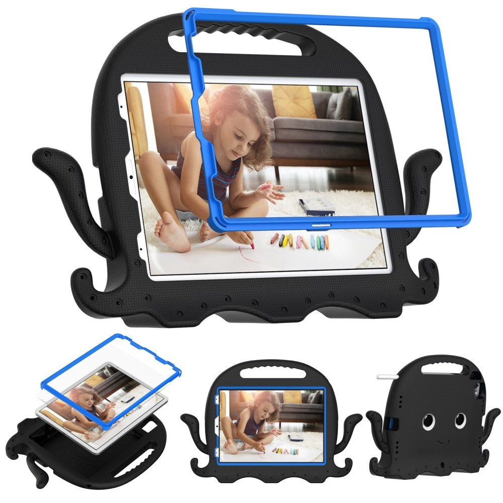 EIDERWOOD iPad Air 11" (2025 / 2024) / Pro 11" (2025 - 2018) Børne Tablet Cover m. Skulderstrop & Håndholder - Blæksprutte - Sort