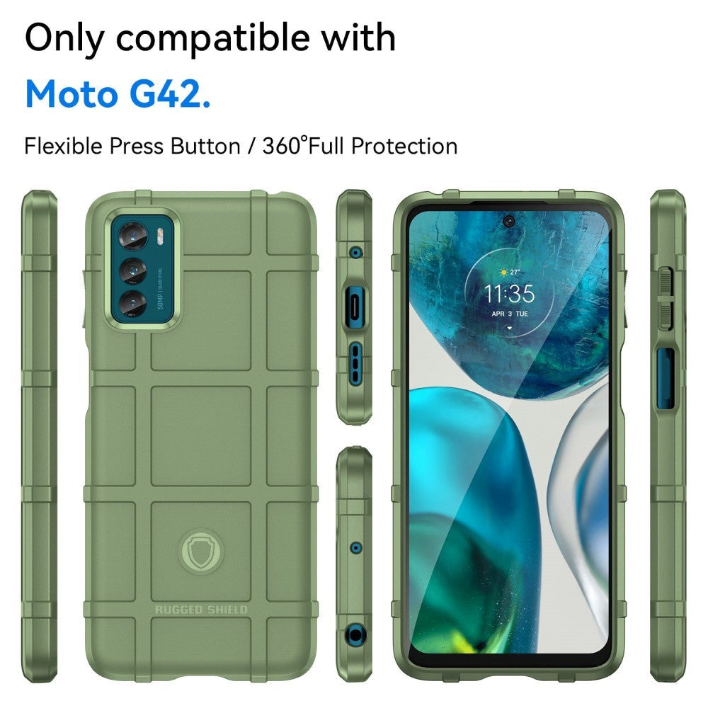 Motorola Moto G42 Rugged Shield Series Håndværker Mobil Cover - Grøn