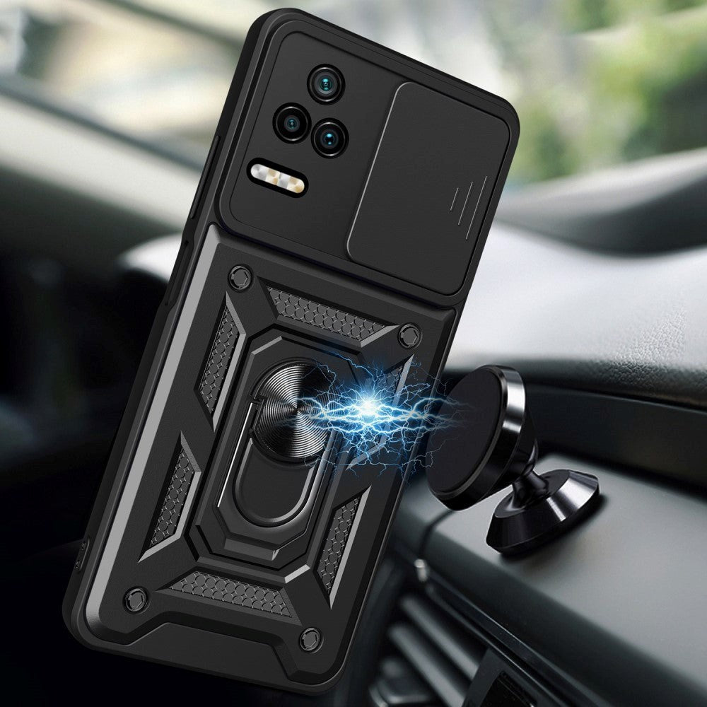 Xiaomi Poco F4 Håndværker Mobil Cover m. Magnetisk Kickstand & Cam Slider - Sølv