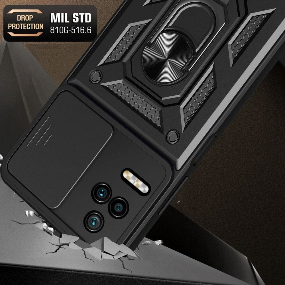 Xiaomi Poco F4 Håndværker Mobil Cover m. Magnetisk Kickstand & Cam Slider - Mørkeblå