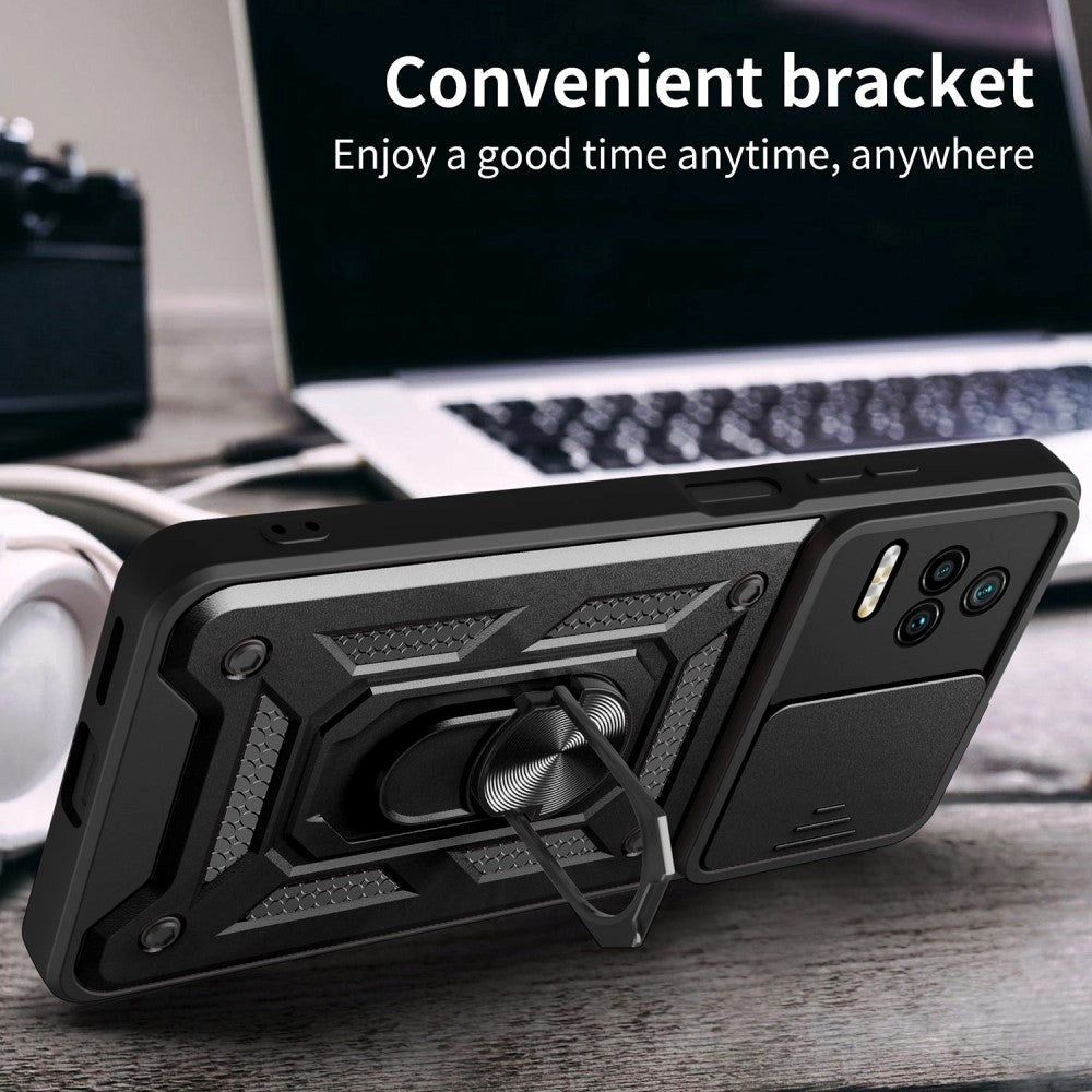 Xiaomi Poco F4 Håndværker Mobil Cover m. Magnetisk Kickstand & Cam Slider - Guld