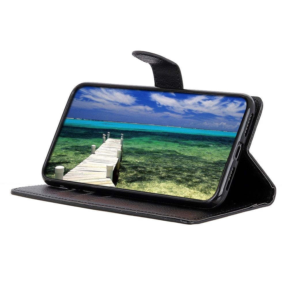 Samsung Galaxy M13 Litchi Læder Mobil Cover m. Pung - Sort