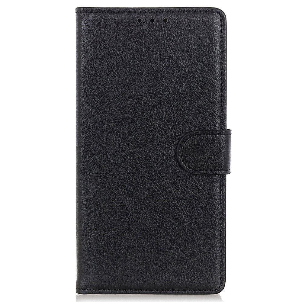 Samsung Galaxy M13 Litchi Læder Mobil Cover m. Pung - Sort