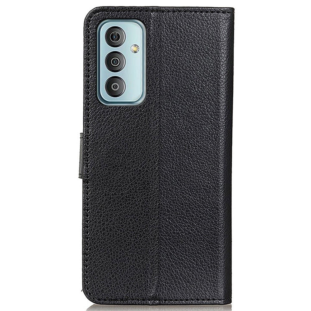 Samsung Galaxy M13 Litchi Læder Mobil Cover m. Pung - Sort