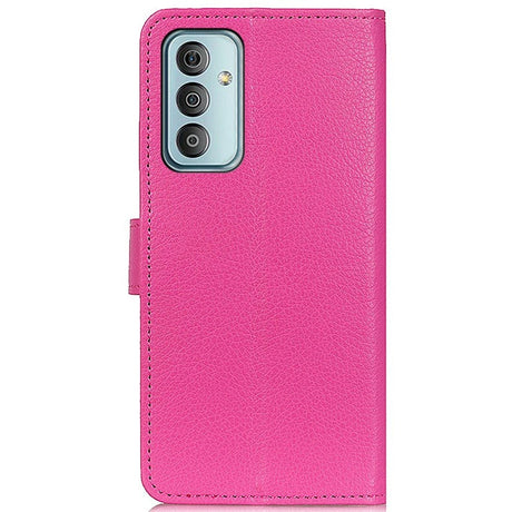 Samsung Galaxy M13 Litchi Læder Mobil Cover m. Pung - Pink