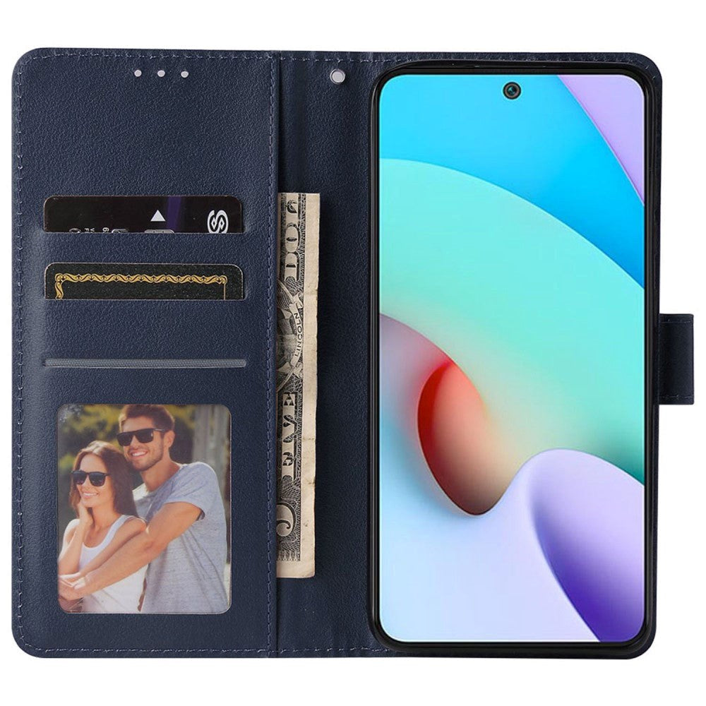Xiaomi Redmi 10 (5G) Læder Mobil Cover m. Pung og Strop - Blå