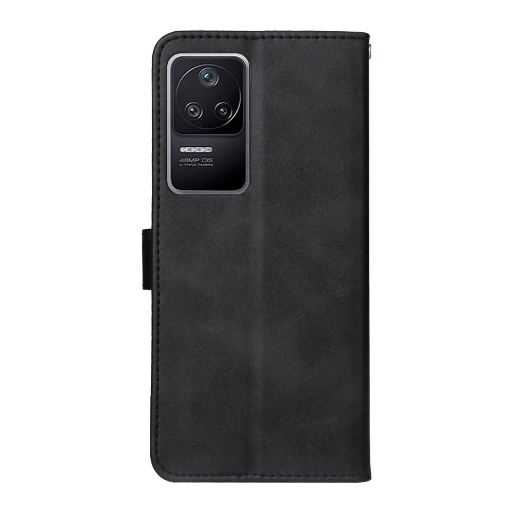 Xiaomi Poco F4 Læder Mobil Cover m. Pung & Strop - Sort