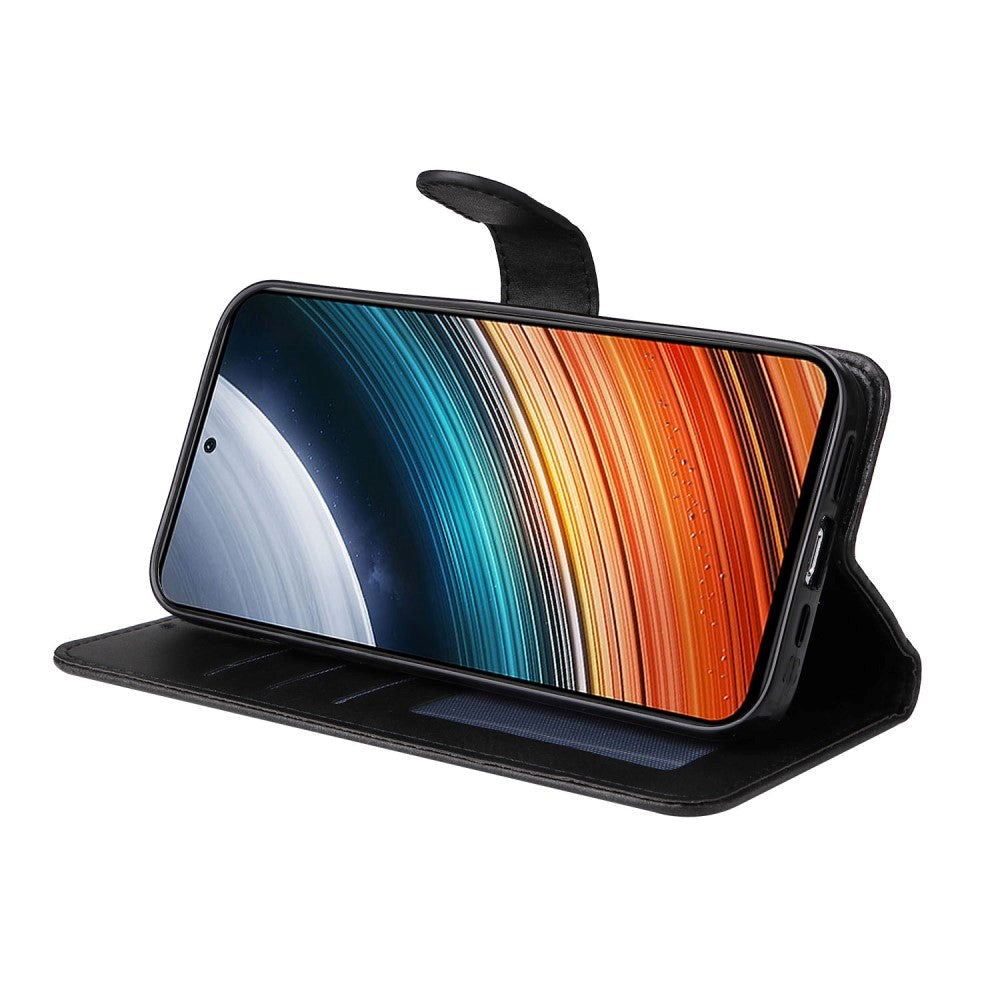 Xiaomi Poco F4 Læder Mobil Cover m. Pung & Strop - Sort