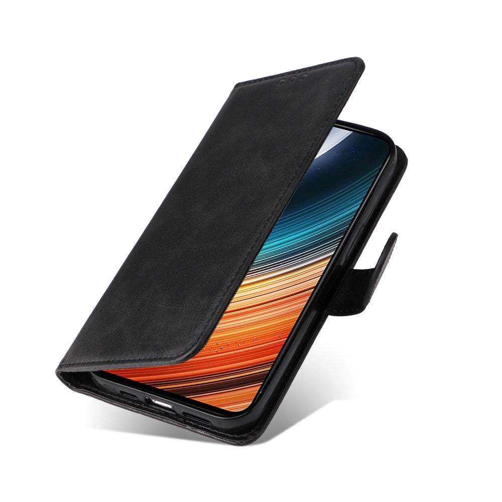 Xiaomi Poco F4 Læder Mobil Cover m. Pung & Strop - Sort