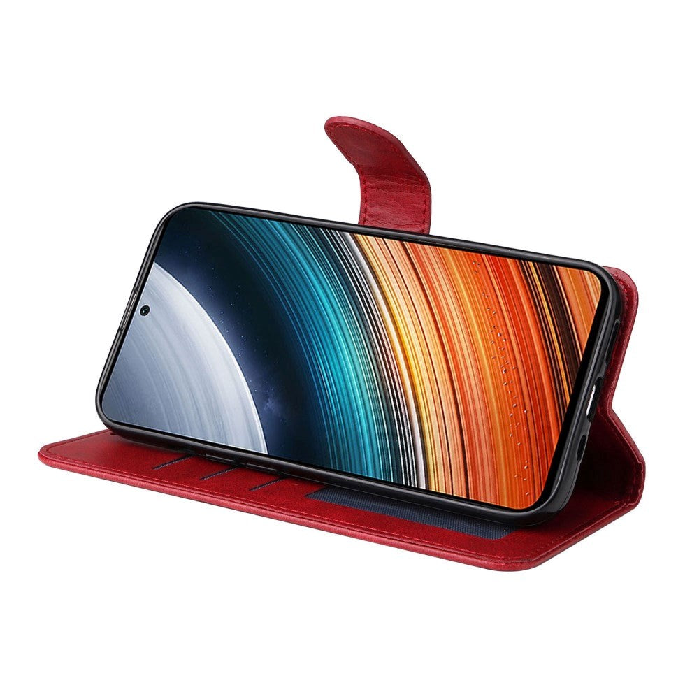 Xiaomi Poco F4 Læder Mobil Cover m. Pung & Strop - Rød