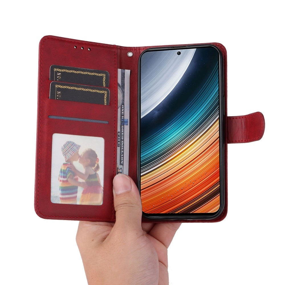 Xiaomi Poco F4 Læder Mobil Cover m. Pung & Strop - Rød