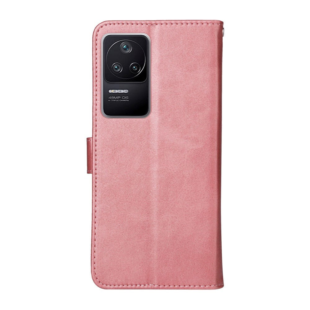 Xiaomi Poco F4 Læder Mobil Cover m. Pung & Strop - Rose Gold