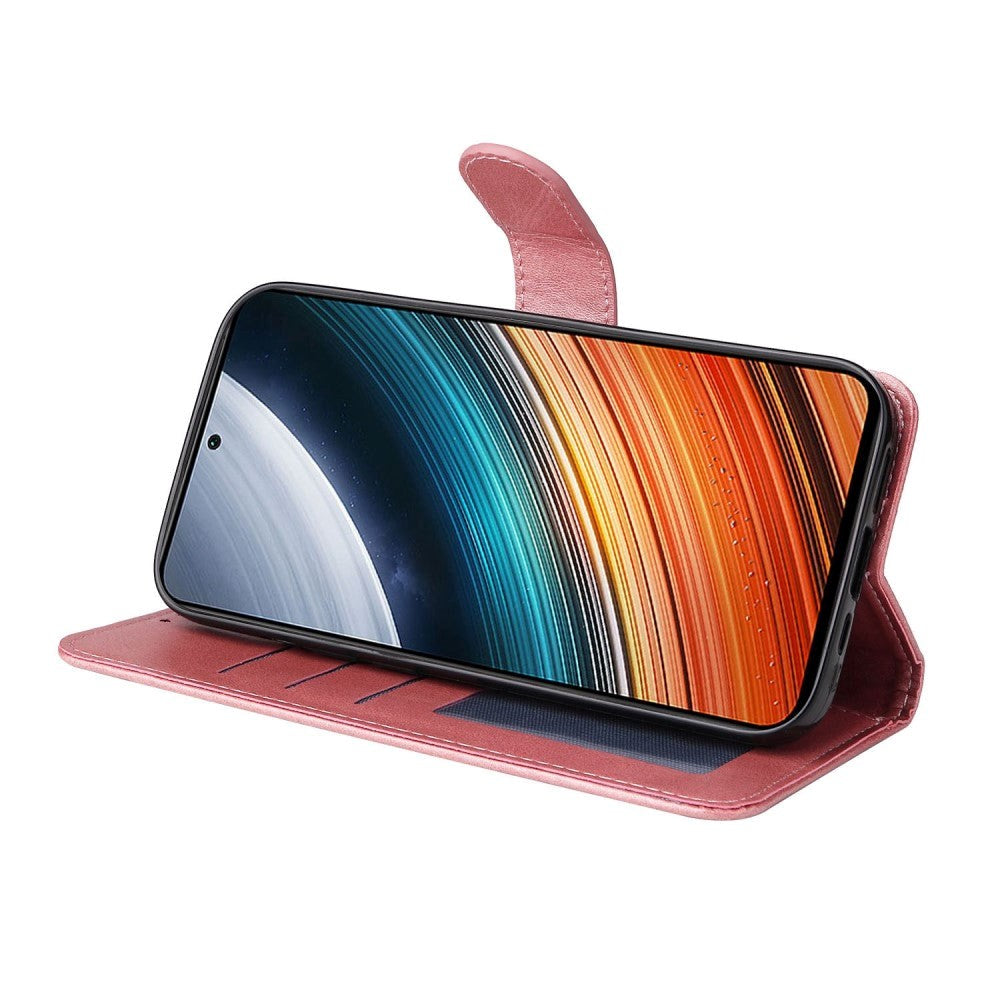 Xiaomi Poco F4 Læder Mobil Cover m. Pung & Strop - Rose Gold