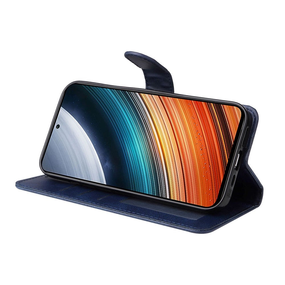 Xiaomi Poco F4 Læder Mobil Cover m. Pung & Strop - Blå