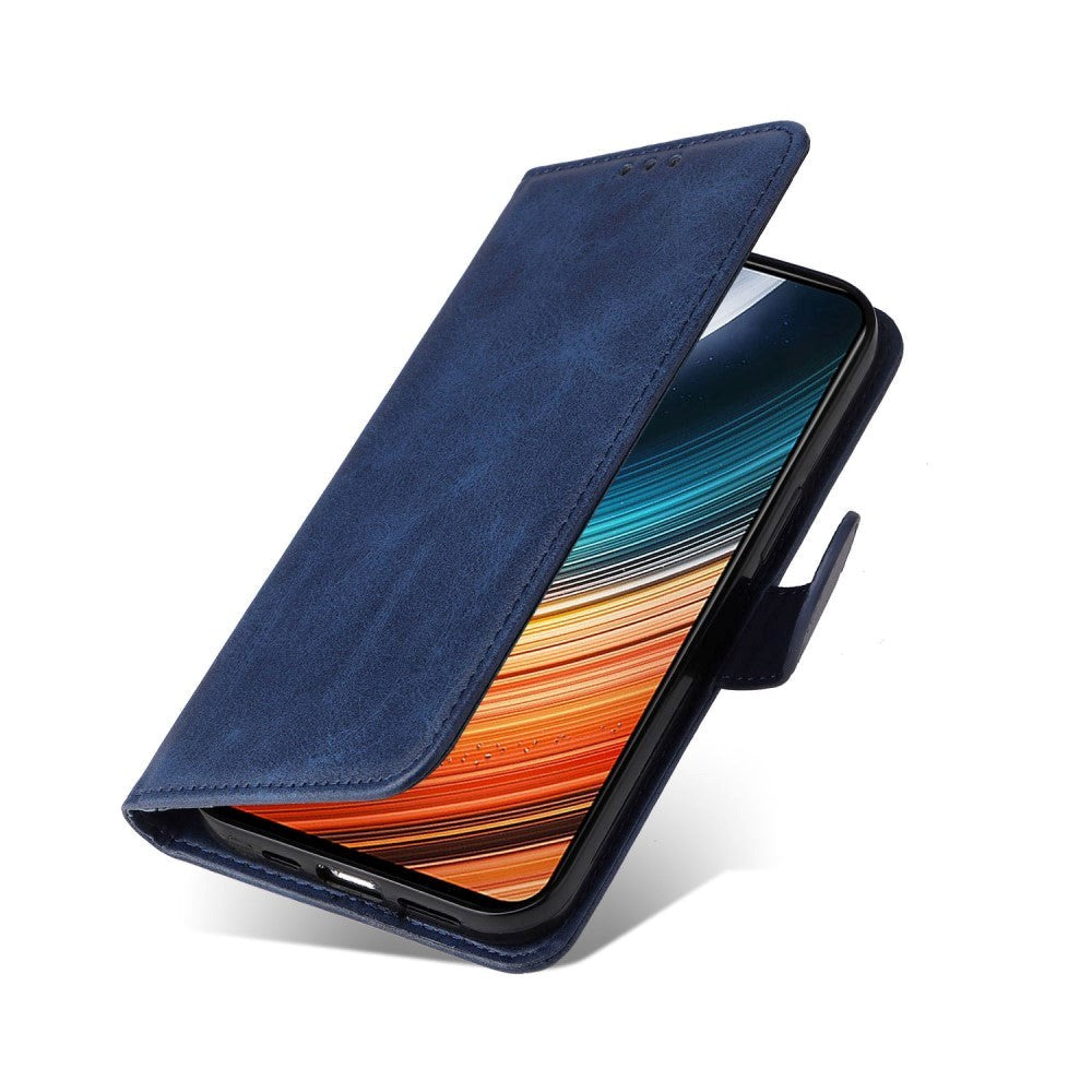 Xiaomi Poco F4 Læder Mobil Cover m. Pung & Strop - Blå