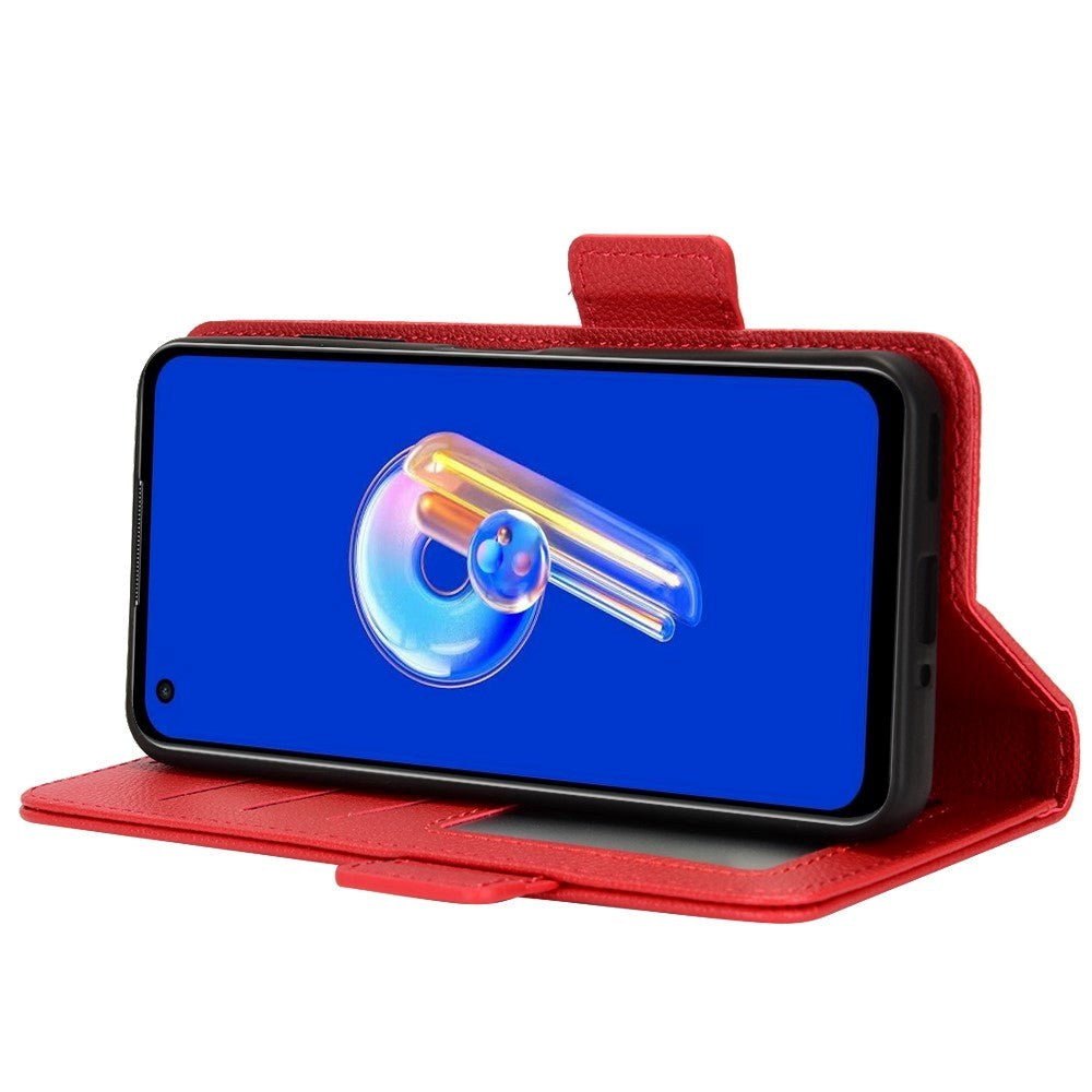 Asus Zenfone 10 / 9 Neutralt Læder Mobil Cover m. Pung - Rød