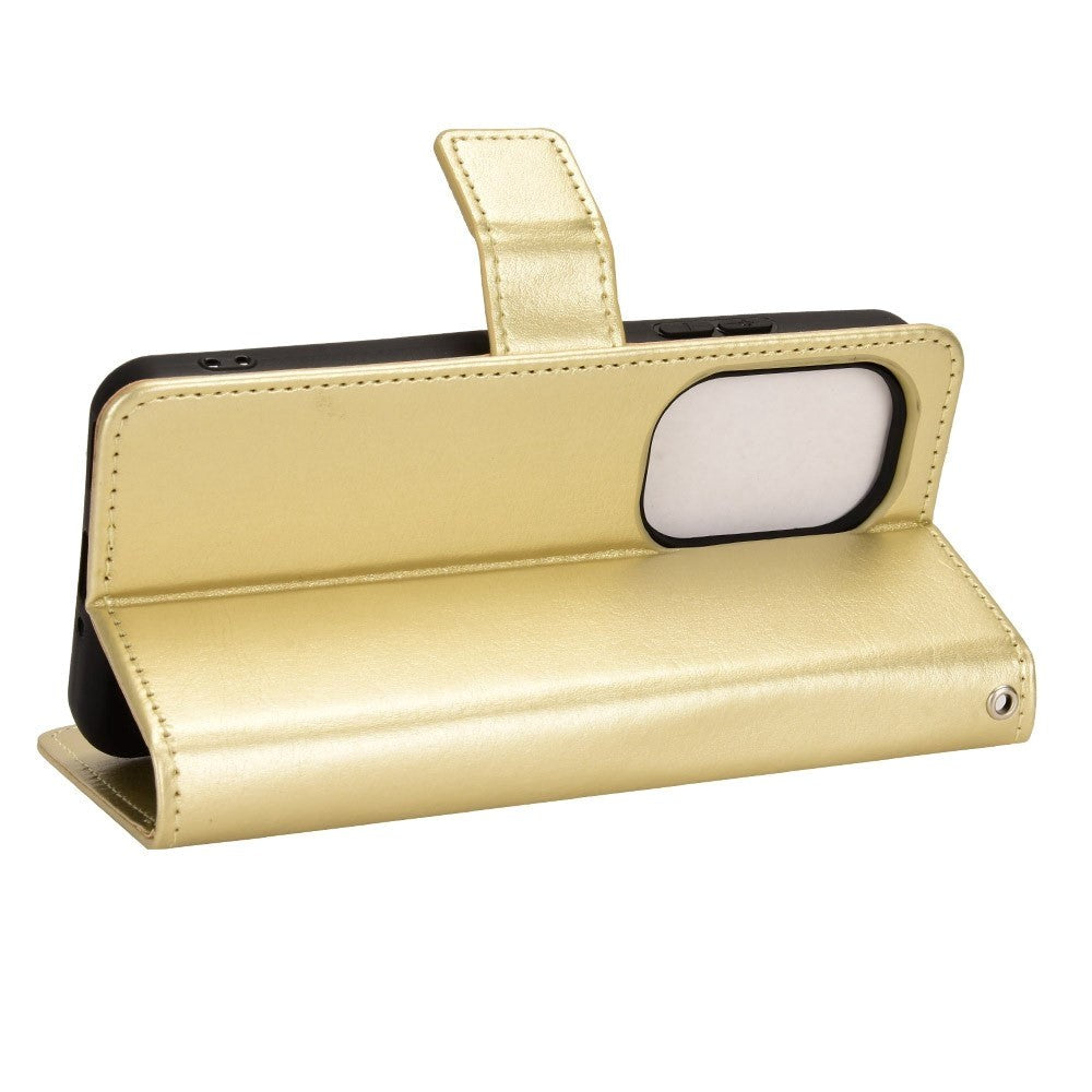 Asus Zenfone 10 / 9 Neutralt Læder Mobil Cover m. Pung og Ståfunktion - Guld