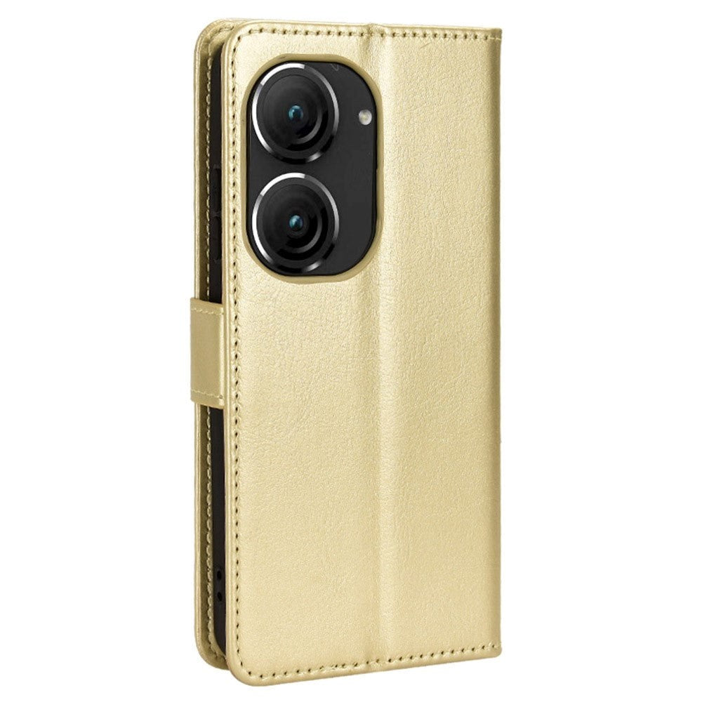 Asus Zenfone 10 / 9 Neutralt Læder Mobil Cover m. Pung og Ståfunktion - Guld