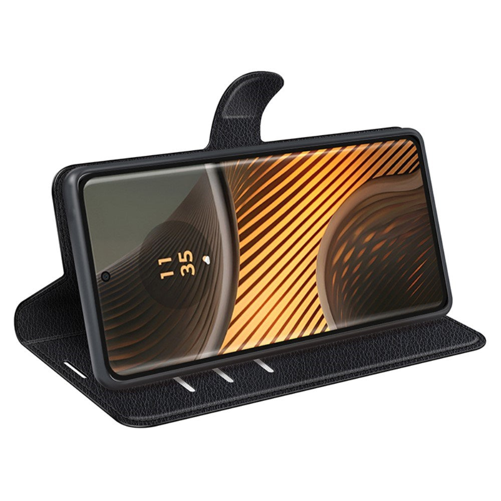 EIDERWOOD Motorola Edge 50 Ultra Litchi Læder Mobil Cover m. Pung - Sort