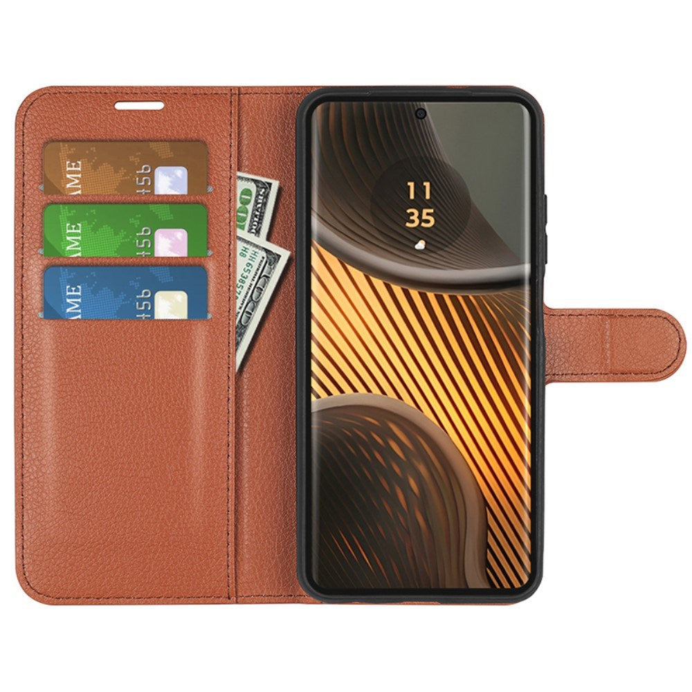 EIDERWOOD Motorola Edge 50 Ultra Litchi Læder Mobil Cover m. Pung - Brun