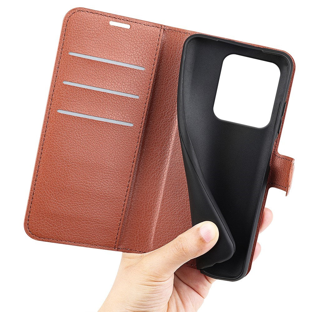 EIDERWOOD Motorola Edge 50 Ultra Litchi Læder Mobil Cover m. Pung - Brun