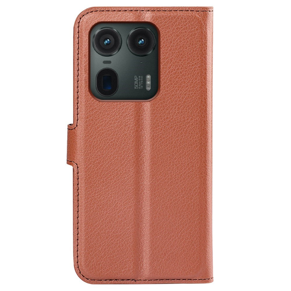 EIDERWOOD Motorola Edge 50 Ultra Litchi Læder Mobil Cover m. Pung - Brun
